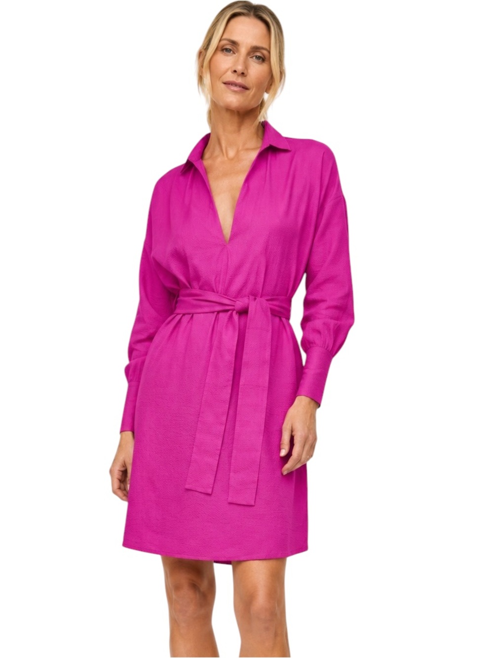 NWT LIVRO Cotton Seersucker Jane Shirt Dress In Raspberry Size XS